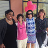 Bethany Hornthal (second from left), Hope Rugo, MD (third from left), and scalp cooling grant recipients Carla Thomas (left) and Stephanie Wells (right) at an October 2017 HairToStay fundraiser in San Francisco