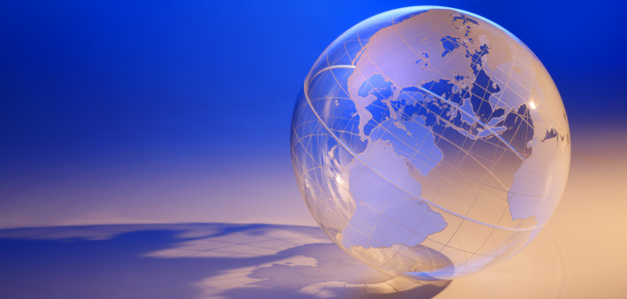 a transparent globe casting a shadow