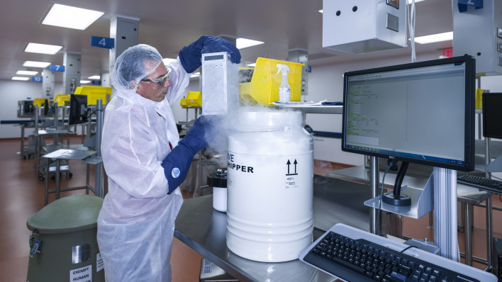 A patient’s T cells arrive at the Novartis manufacturing facility in Morris Plains, where they will be re-engineered to recognize and fight cancer and healthy cells expressing a specific antigen in the patient’s body. 