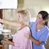 Woman gets a mammogram
