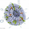 Researchers studded the surface of the liposome nanoparticles with circular, lasso-like tumor-targeting molecules that helped pull the nanoparticles into the tumors. The nanoparticles slowly released the drugs (in green and orange) as they disintegrated.