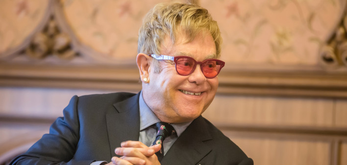 World-famous musician, composer and singer Elton John well-known in world for his charitable activity in fight against AIDS against his meeting with President of Ukraine