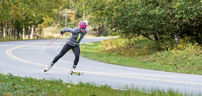 Kikkan Randall trains for the upcoming cross country race season and the 2018 Winter Olympics in Pyeongchang, South Korea.