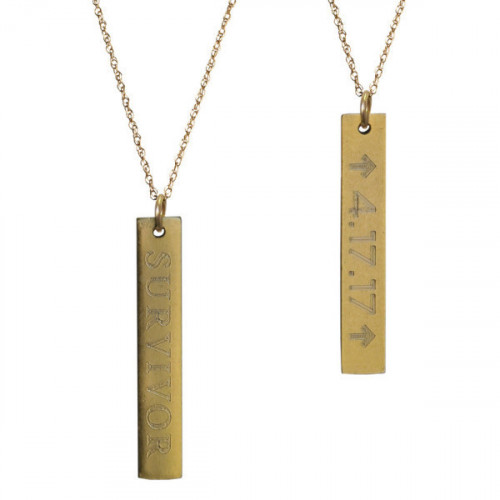 Strong Survivor Antique Gold Personalized Necklace