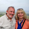 Pictured here with his wife, Monica Bristow, PhD, Merkel cell carcinoma patient Gregg Schimmel, PhD, participated in research that has helped researchers solve a mystery about how cancers escape immunotherapy.