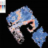 The AI-driven computer program analyzes tissue by creating a map of thousands of tiles. The map on the right shows squamous cell carcinoma (red), lung squamous cell carcinoma (blue), and normal lung tissue (gray).