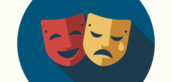 theater masks smile frown happy sad