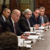 President Barack Obama and Vice President Joe Biden participate in a meeting with the White House Cancer Moonshot Task Force in the Vice President’s Ceremonial Office in the Eisenhower Executive Office Building of the White House, Feb. 1, 2016.
