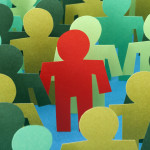 one red figure among others