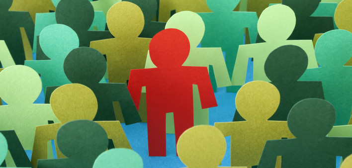 one red figure among others