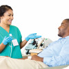 nurse and patient in hospital receiving treatment