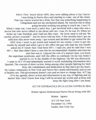 Moisés Agosto's statement