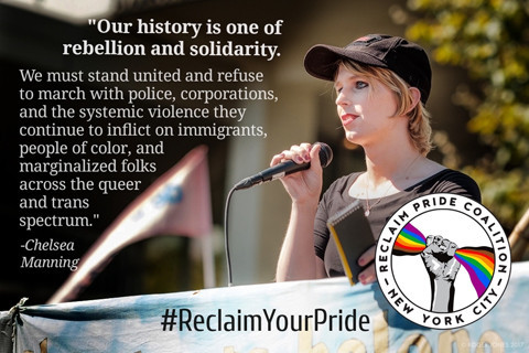 Reclaim Pride Coalition Promotional material for the Stonewall 50 March
