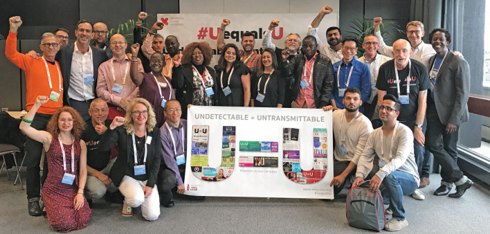 Prevention Access Campaign U=U advocates in 2017 at the International AIDS Society Conference in Paris