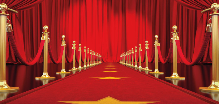 Red Carpet with Gold Star Red Curtains Awards