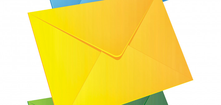 Three colored envelopes