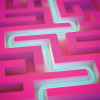magenta maze with blue neon path going through