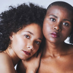 Three young black girls in a group