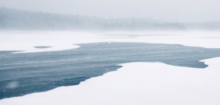 snow, ice, frozen lake, winter, bleak, water, landscape