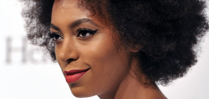 American singer Solange Knowles, attends the red carpet on a charity event for AmFar, the Foundation for AIDS Research, during the Fashion Week in Milan.