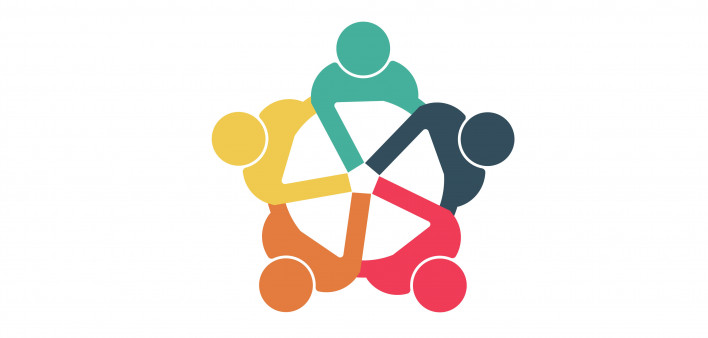 illustration of 5 figures holding hands to make a circle