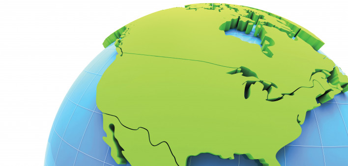 globe showing North America