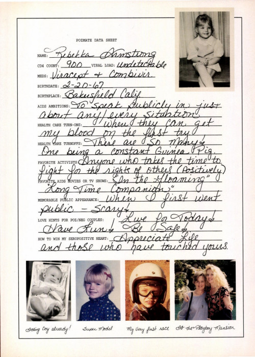 Rebekka Armstrong's POZMate Data Sheet