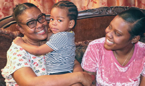 Michelle Lopez (left) with her daughter, Raven (right), and grandson Royal Makai