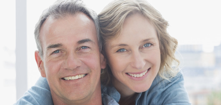 A smiling Caucasian couple 
