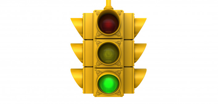 Traffic light with green light illuminated