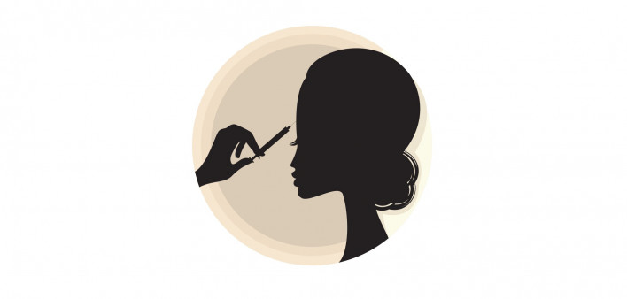 Illustration of a silhouette head getting botox