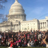 AIDSWatch participants rally outside the U.S. Capitol before lobbying members of Congress.