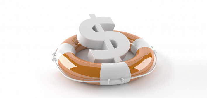 a US dollar symbol in a life preserver