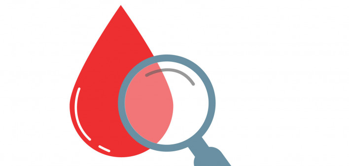 illustration magnifying glass and blood drop