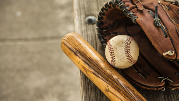 baseball bat glove and ball