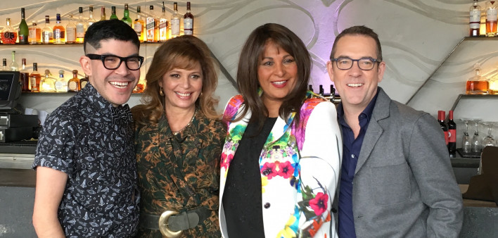 Dining Out for Life spokespersons, from left: designer Mono Guerra, chef Daisy Martinez, actress Pam Grier and Food Network host Ted Allen