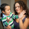 Gael, a boy with SCID-X1, and his mother Giannina Alva