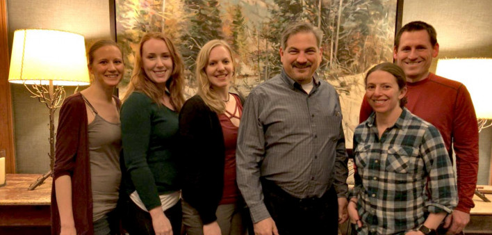 From left: researchers Amy Ellis, Erica Larson, Alexis Balgman, Charles Scanga, Shelby O'Connor and Mark Rodgers