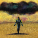 illustration of life preserver hanging over a black cloud and dark figure