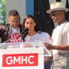 The stars of “Pose” (Ryan Jamaal Swain, MJ Rodriguez and Billy Porter) at AIDS Walk New York 2019