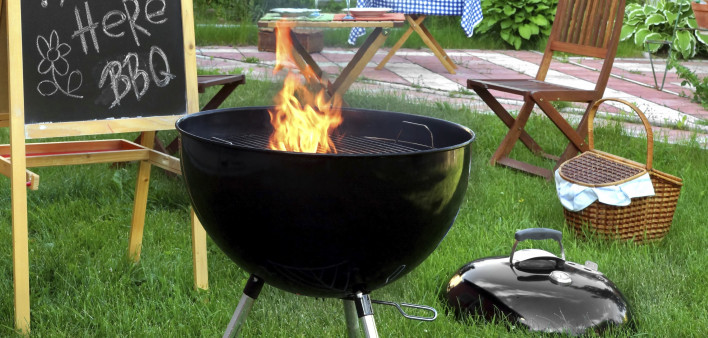 grill with flames