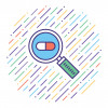 pill and magnifier illustration