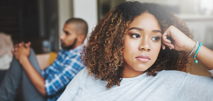 Who's going to break the tension? couple having problems
