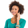 smiling black woman on phone