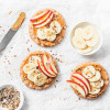 Real Health Summer 2019 peanut butter, crackers apples, bananas, sesame seeds
