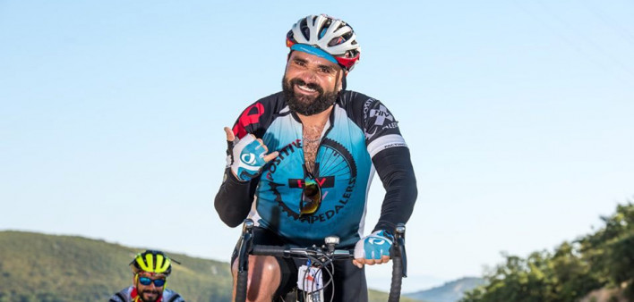 A rider in the 2019 AIDS/LifeCycle