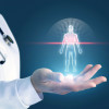 illustration hologram figure in doctors hand