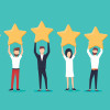 illustration of figures holding up stars