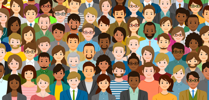 illustration of multi-ethnic group of peple
