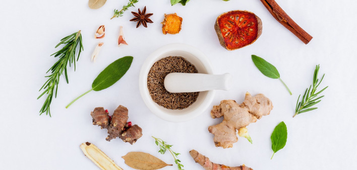 herbal, herbal medicine, ingredients, ginger, rosemary, star anise, rosemary, mint, cinnamon